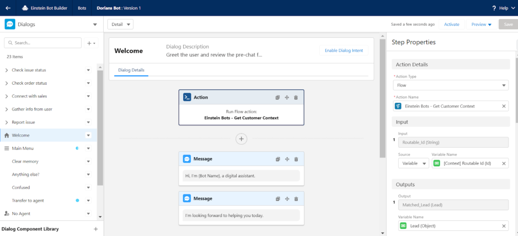 Customizing Einstein Chatbot