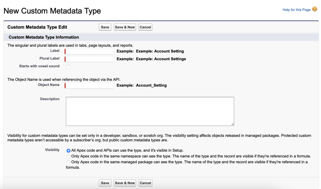 Custom Metadata Salesforce