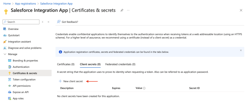 Azure New Client Secret