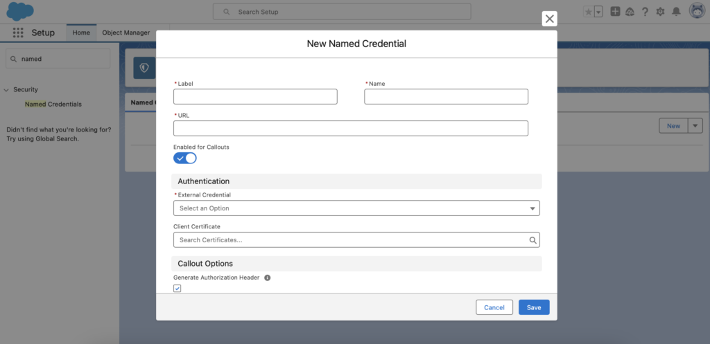Salesforce New Named Credentials