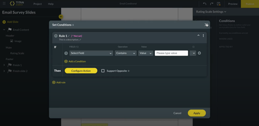 TITAN Survey for Salesforce Conditional Logic Configuration