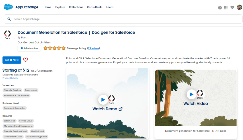 Titan Docs Salesforce AppExchange