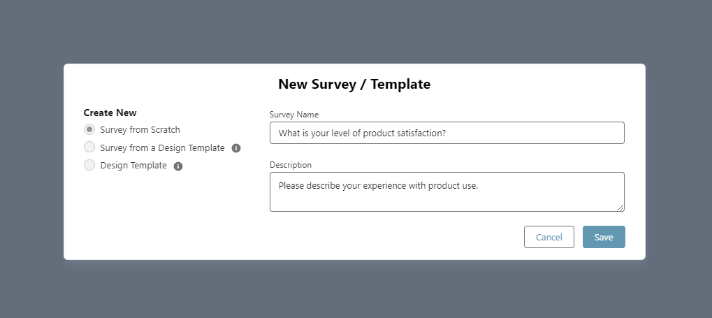 Create a new Survey