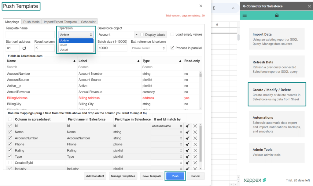 Pushing Data from Google Sheets to Salesforce