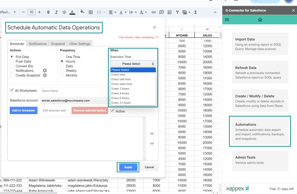 Scheduled Data Operations