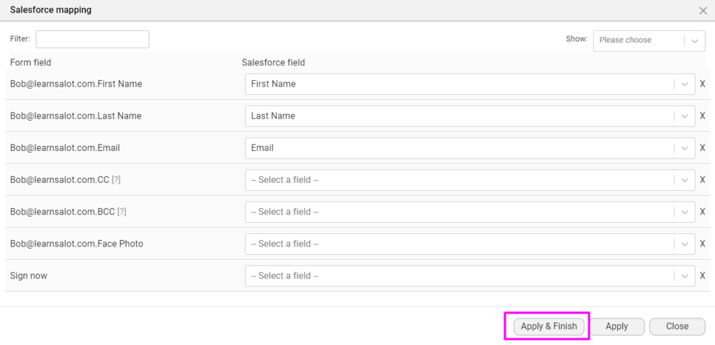 Configure Document for Dynamic Access with Salesforce