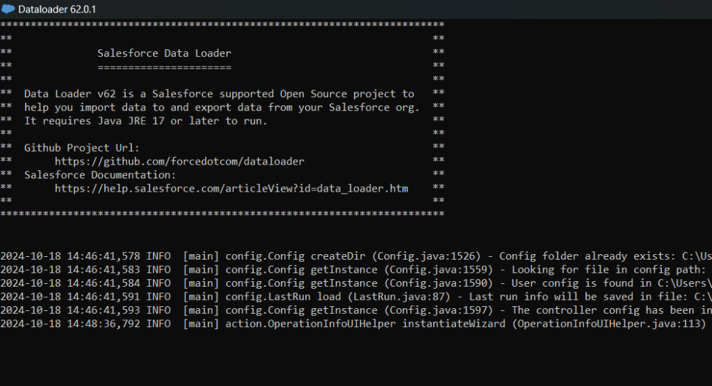 Data Loader console