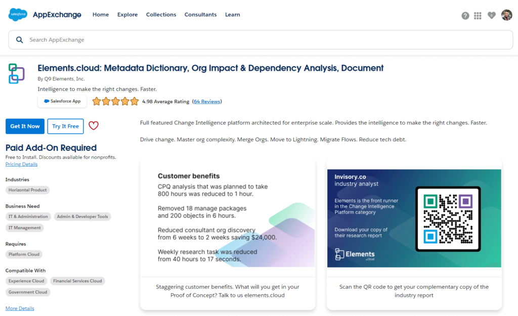 Elements.cloud Metadata Dictionary, Org Impact & Dependency Analysis, Document by Q9 Elements, Inc.