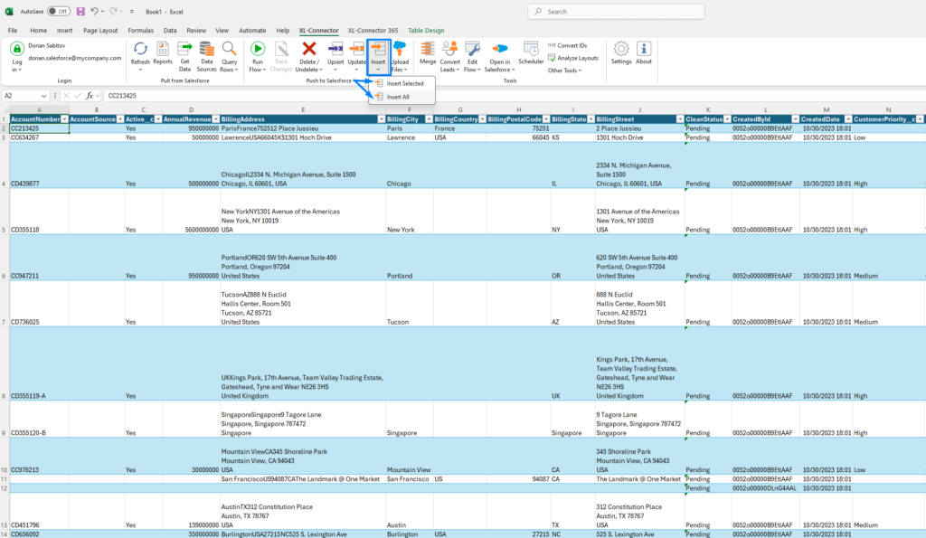 Insert multiple records into Salesforce directly from Excel