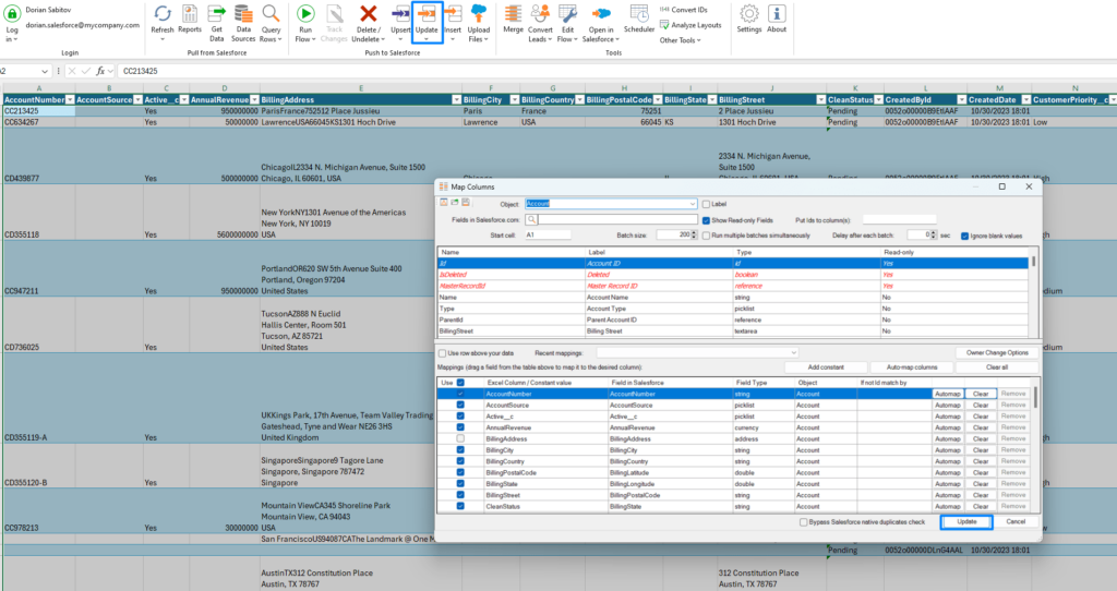 Modify existing Salesforce records in bulk