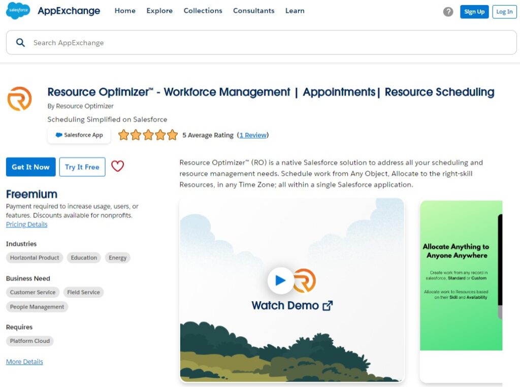 Resource Optimizer in AppExchange