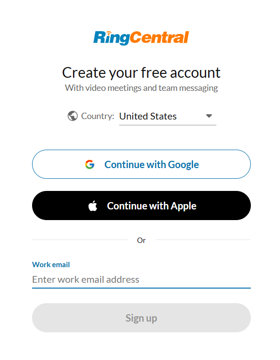 RingCentral Create Free Account