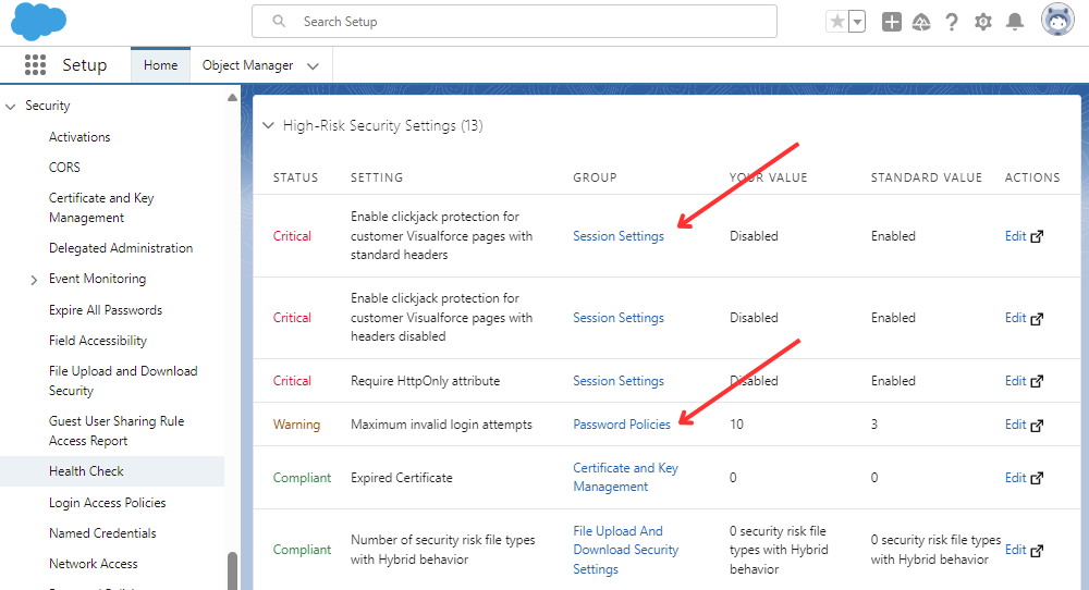 Salesforce Security Health Check Step 3 Setting Groups