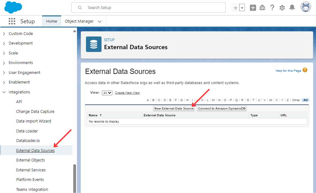 Setting up Salesforce Connect Step 1