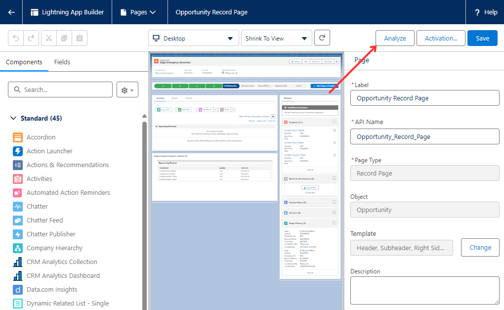 Using Lightning Performance Analyzer Step 1