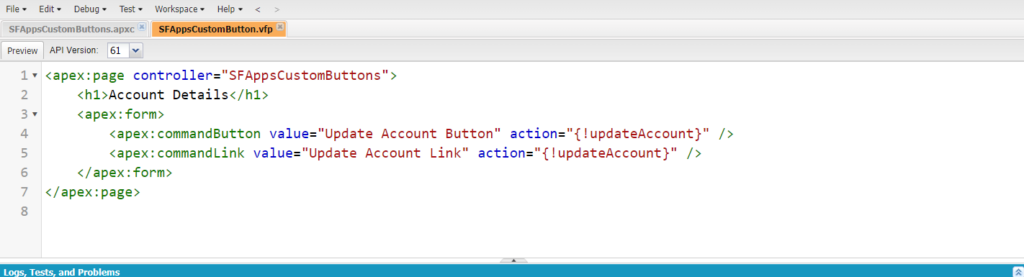 Visualforce Page markup for displaying Custom Button and Custom Link