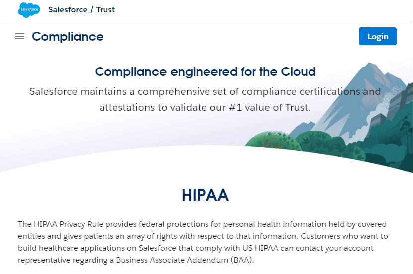 HIPAA on Salesforce Compliance Portal