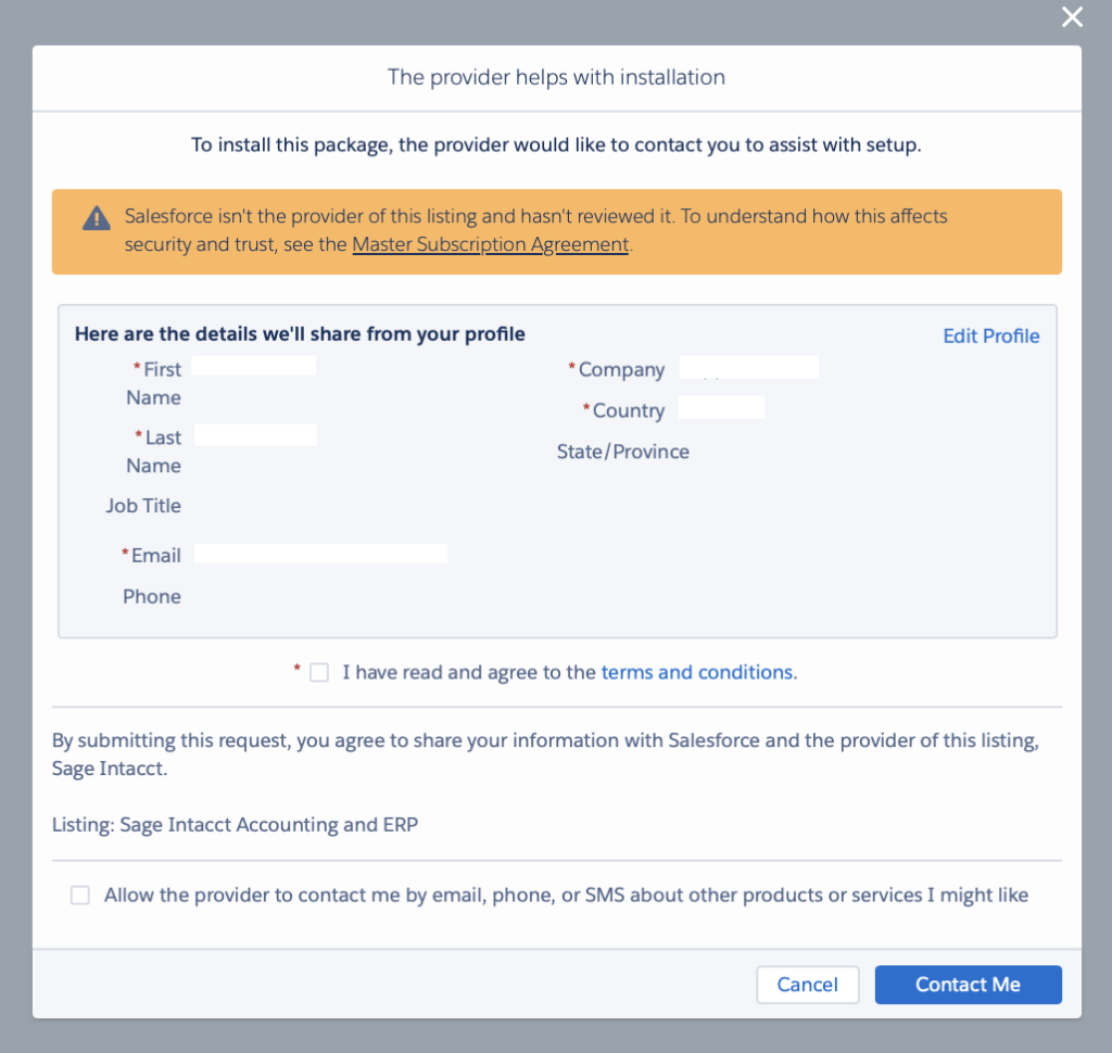 Installation of Sage Intacct