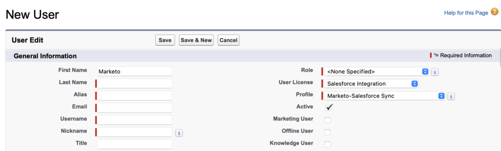 New User Salesforce