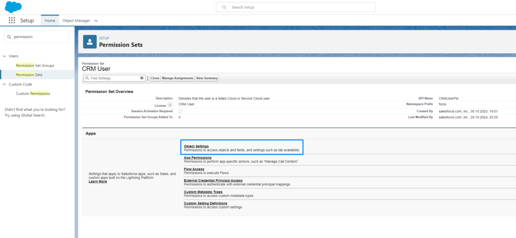 Object and Field Permissions