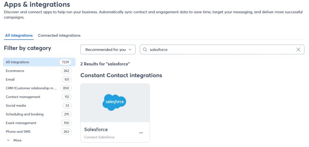 Salesforce in Constant Contact