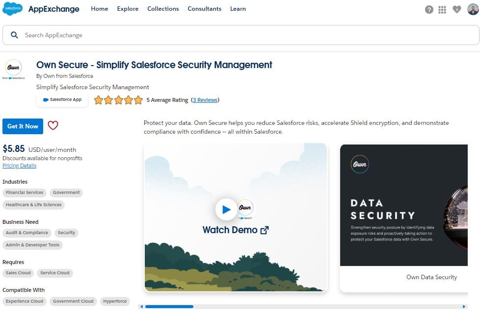 Own Secure on AppExchange