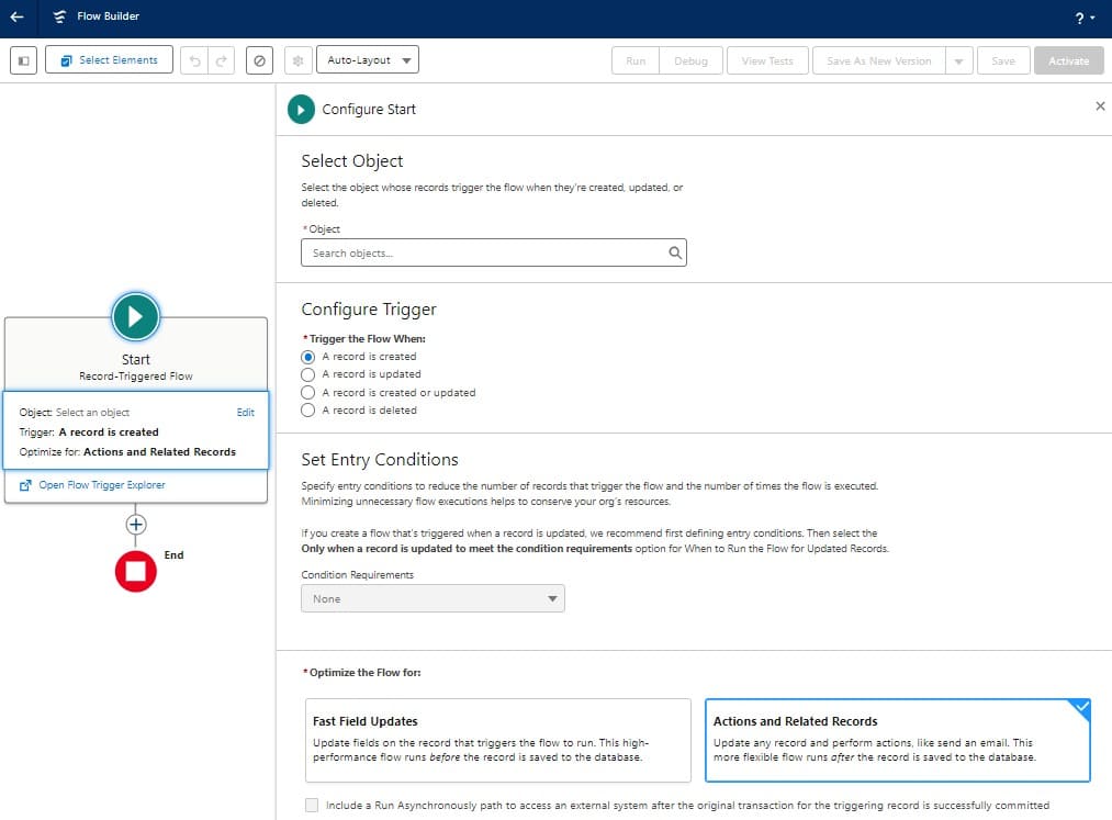 Creating Automation Flow with Salesforce Flow Builder in Setup