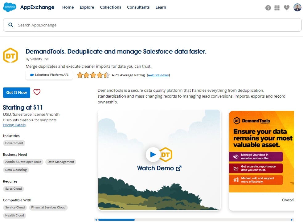 DemandTools. Deduplicate and manage Salesforce data faster on AppExchange