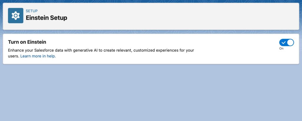 Einstein Setup Salesforce
