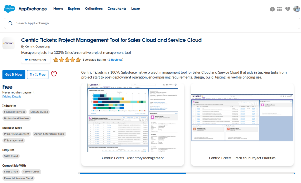 Centric Tickets – Salesforce-Native Project Management Tool app