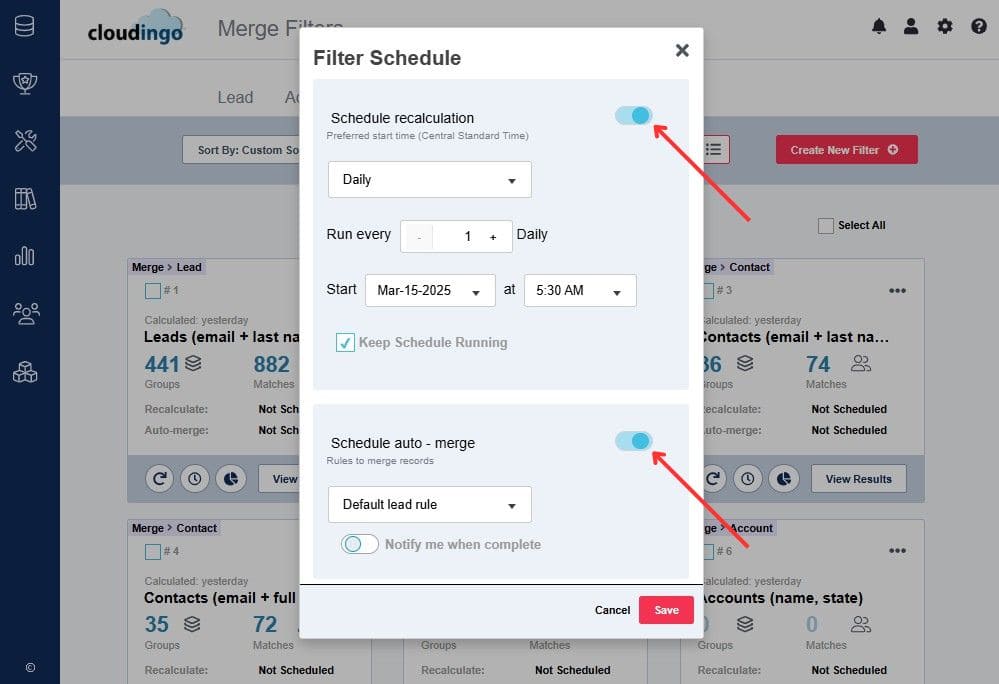 Auto-Merge Scheduling in Cloudingo