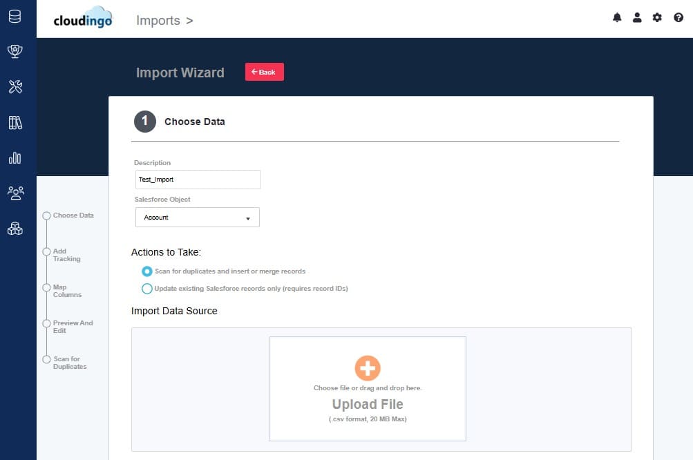 Data Import Interface in Cloudingo