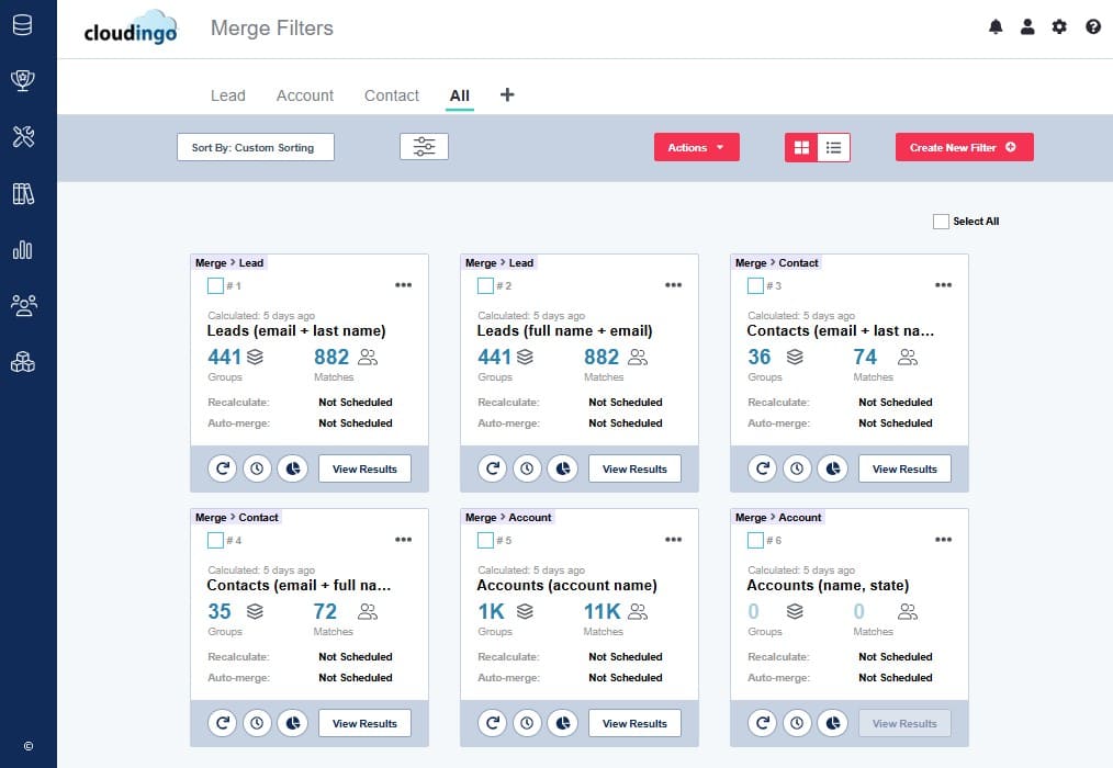 Merging Filters Overview Page in Cloudingo