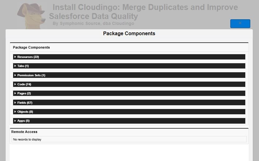 Overview of the Cloudingo package components that will be installed_